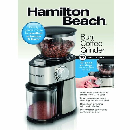 Hamilton Beach Cffe Grndr Blk/Slv 14Cup 80385